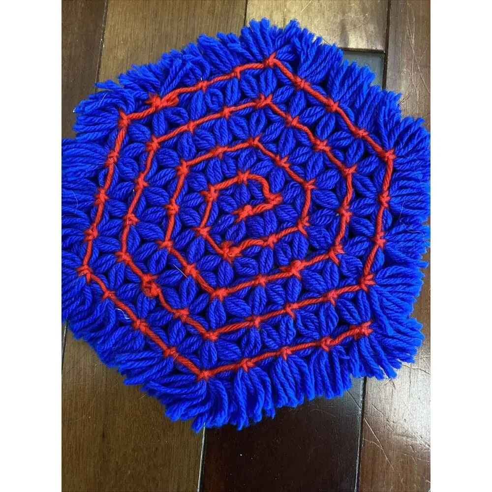Vintage Crochet Potholders/‎ Hot Pads + crochet bottle dress (?).
